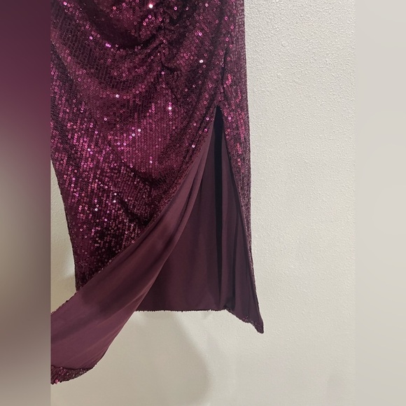 Wild fox side rouge maxi/midi sequin skirt burgundy L NWOT - Picture 6 of 7
